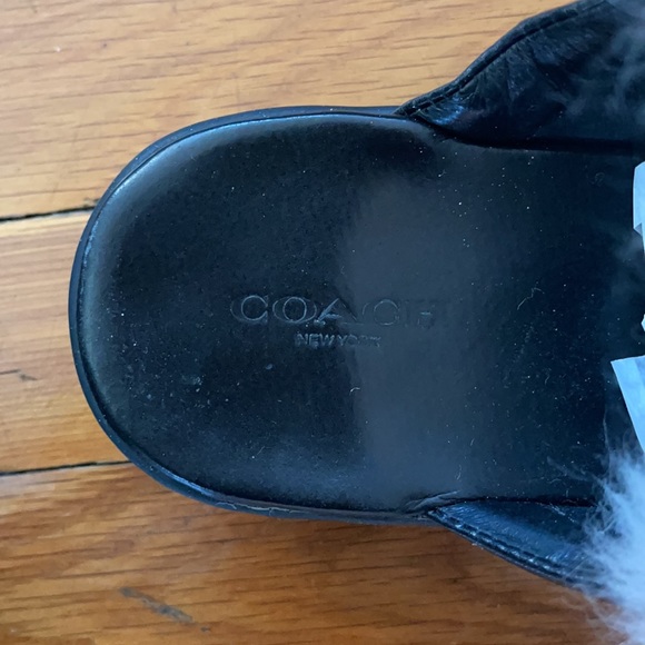 Coach Low Top Slide- Leather & Shearling Black- Size 11- NWT - Picture 4 of 6